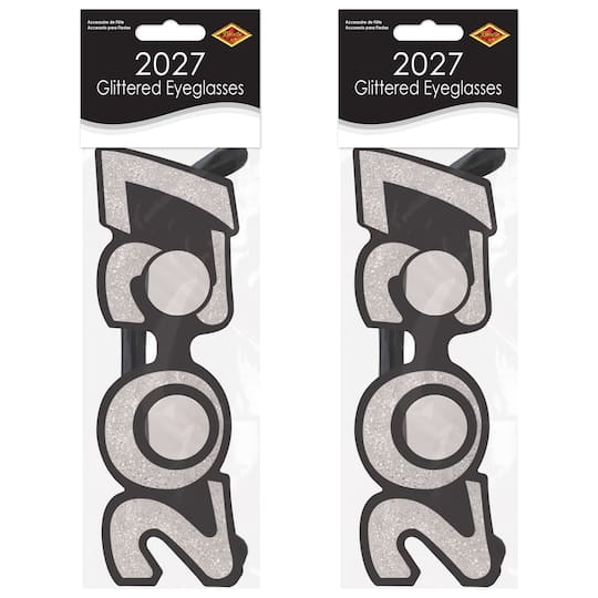 Beistle 2.5" x 8" 2027 Glittered Plastic Eyeglasses, 2ct.